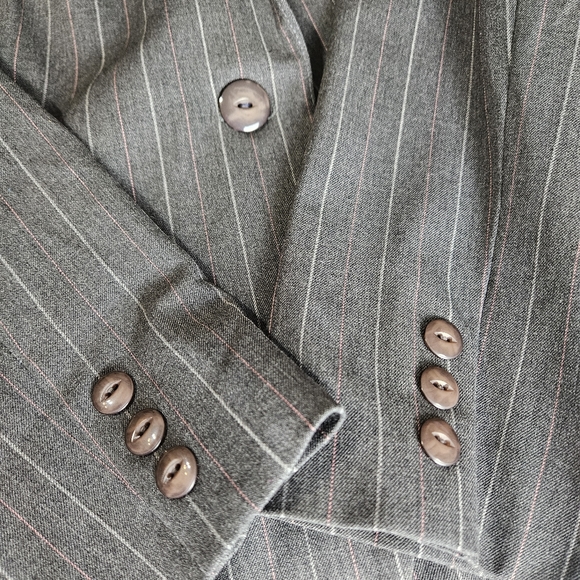 Barrie Pace Women Gray Pinstripe Jacket Size 16 Regular - Picture 4 of 10
